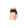Tanga string noir grande taille large bande haute de dentelle florale 
